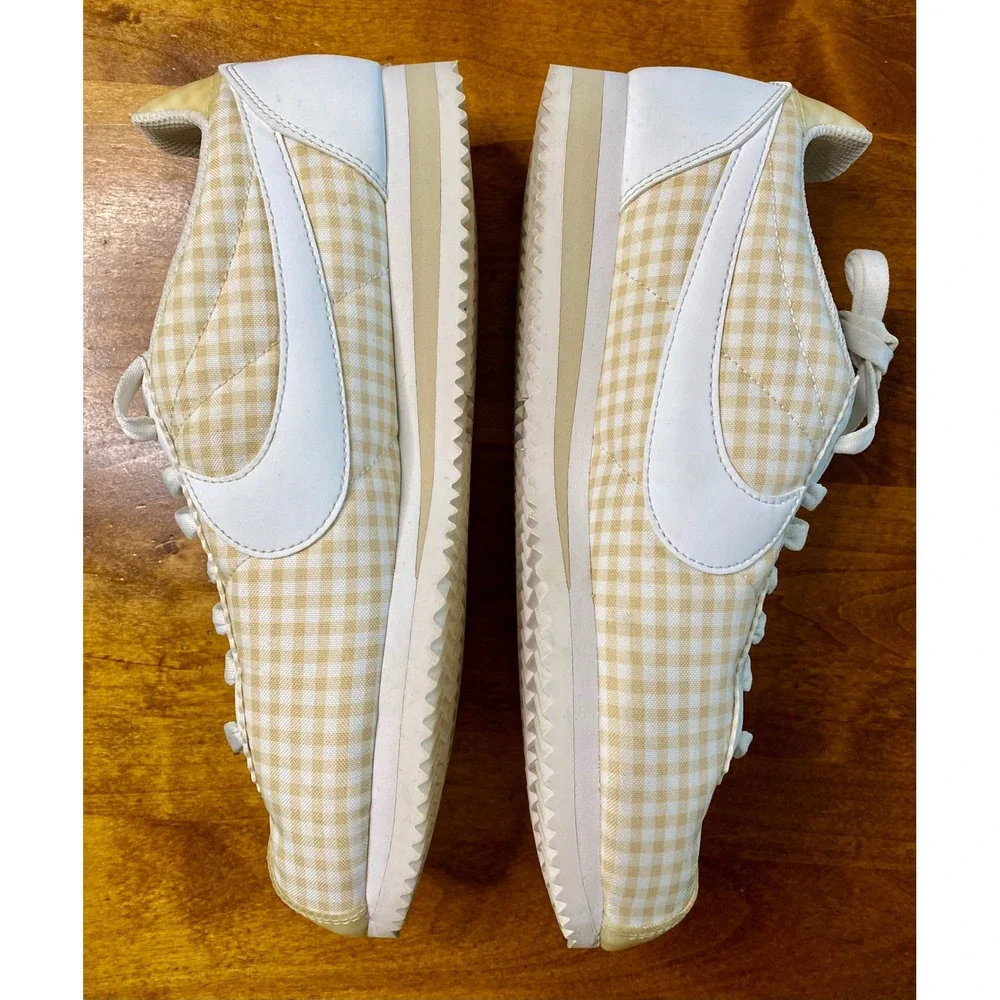 Nike Cortez Gingham Casual Sneakers Women's Size 8.5 White Beige - Picture 6 of 13